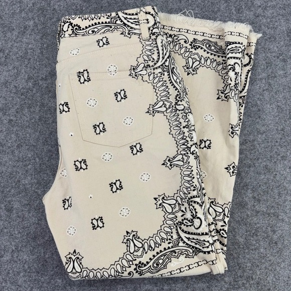 Tory Burch Pants - Tory Burch Bandana Paisley Print Straight Leg Pants Cream Black Size 29